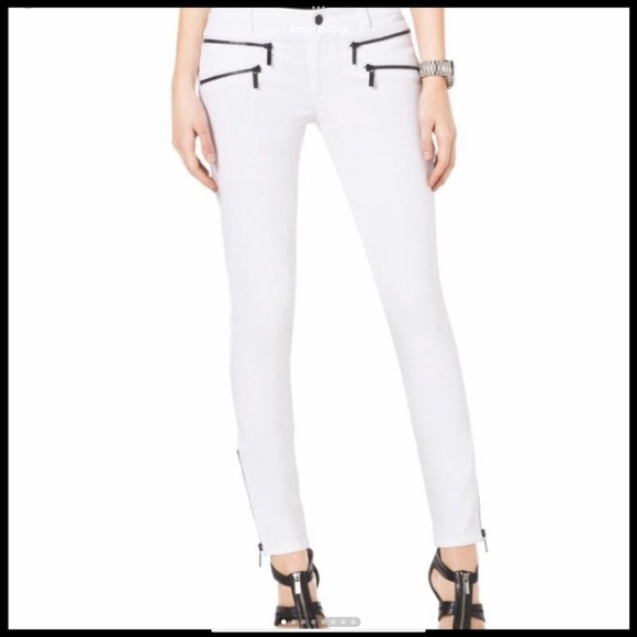 Michael Kors Denim - MICHAEL Kors White Skinny Jean Black Zipper Size 2